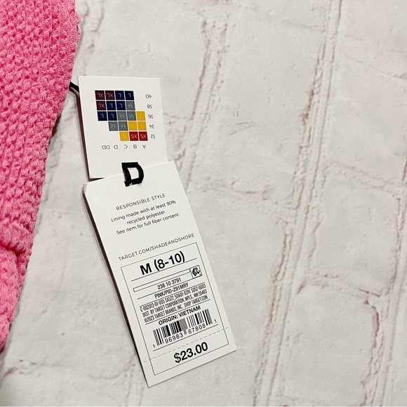 [Shade & Shore] NWT pink textured cutout halter bikini swim top MEDIUM - Picture 3 of 4